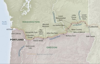 A map depicting where the dams are located along the Snake River